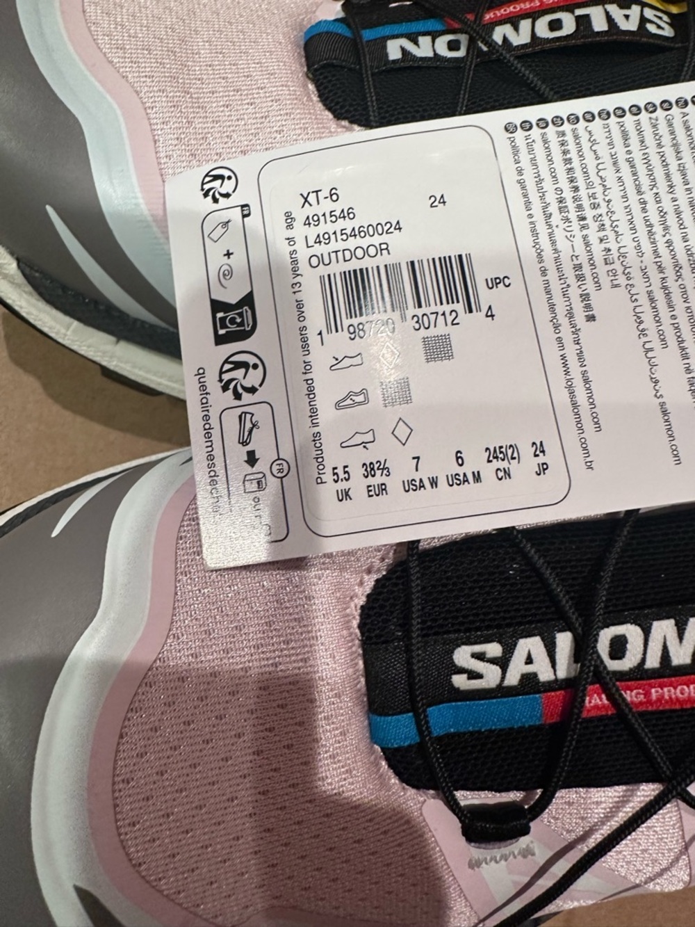 NEW! Salomon XT-6 - Cloudburst / Icy Pink / Tapioca - US 6M/7W Sneaker - Picture 5 of 11